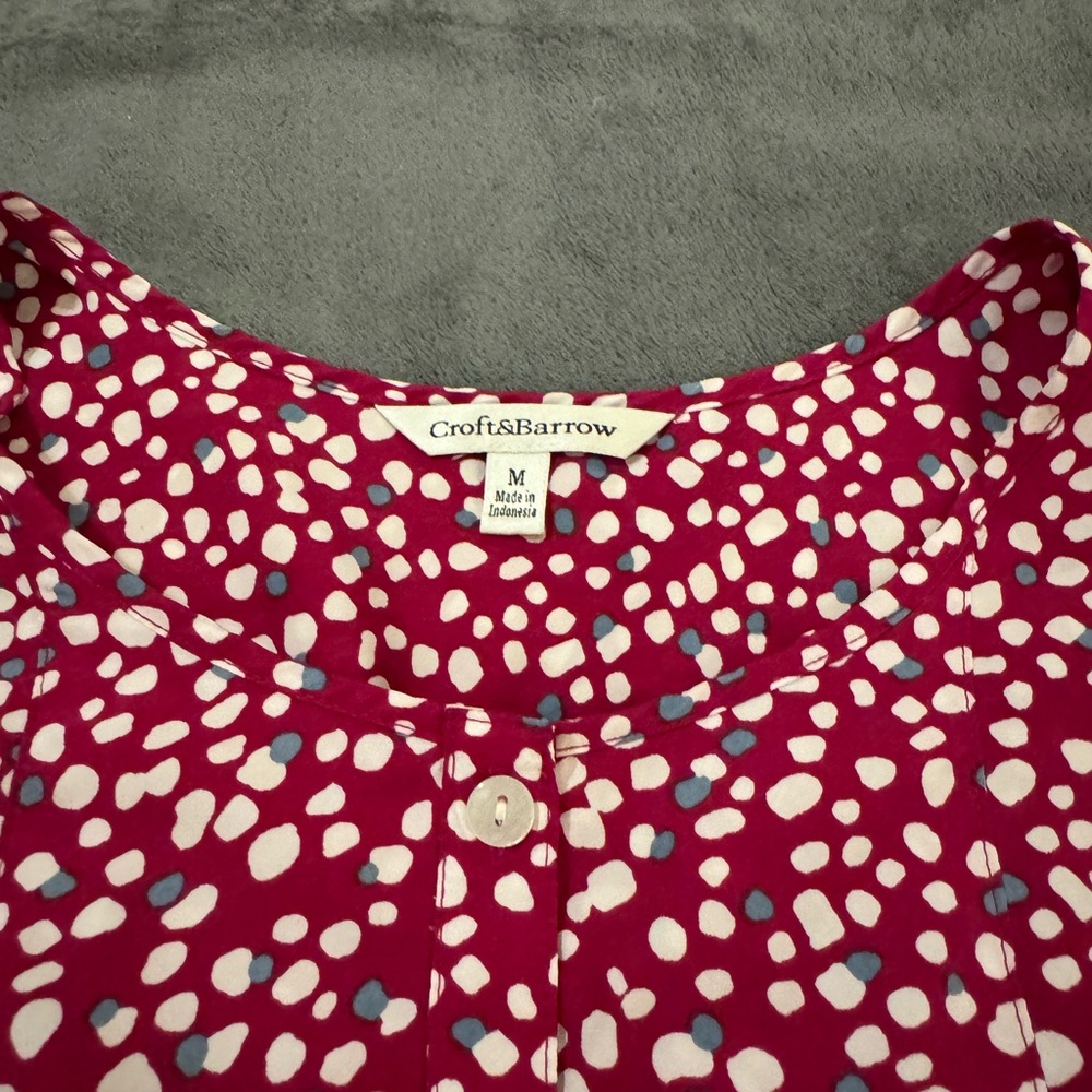 Purple/Pink Polka Dot Sleeveless Blouse - Picture 3 of 4